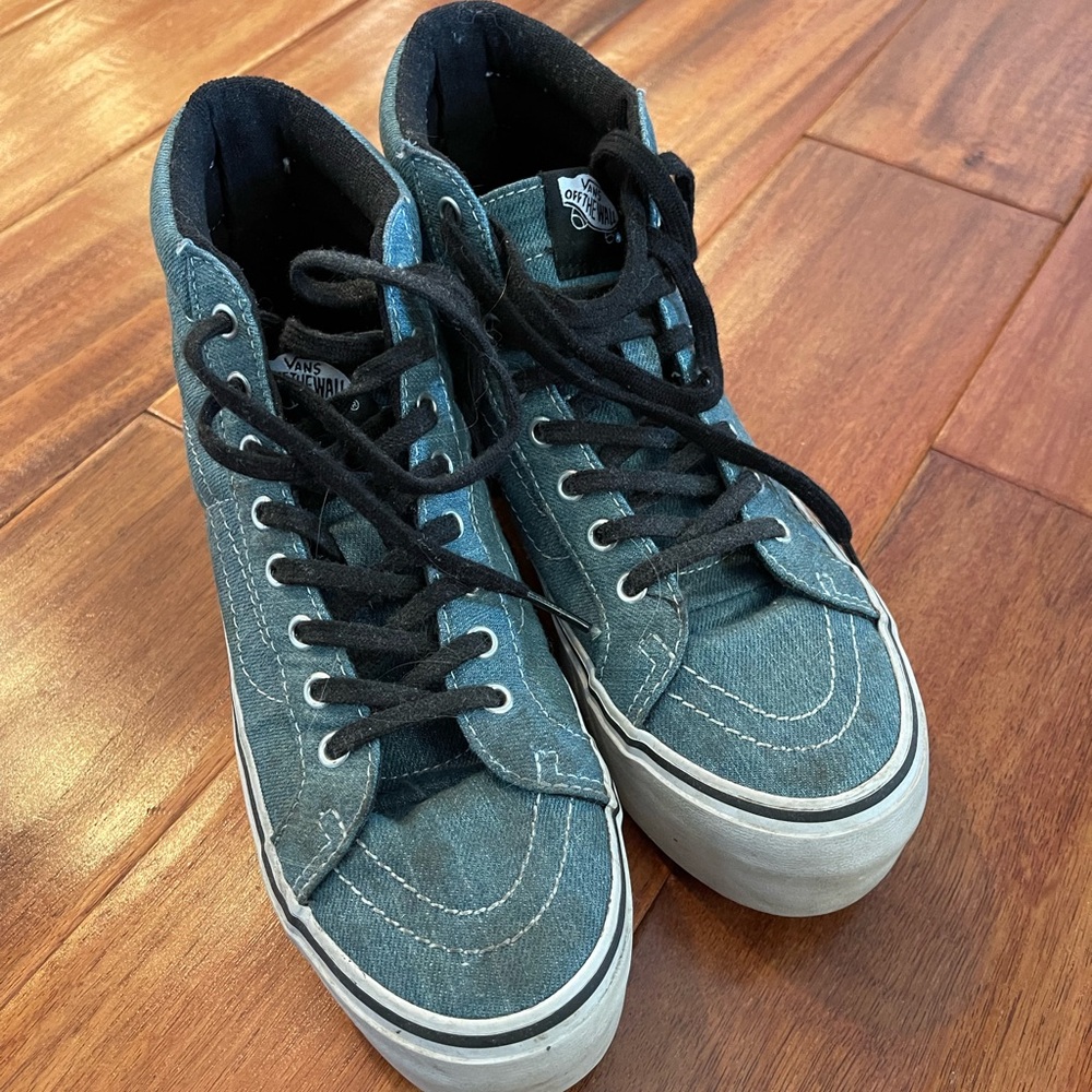 Vans Blue Denim High-Top Sneakers - Picture 2 of 5